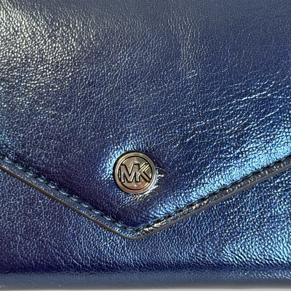 Michael Kors Jet Set Travel Envelope LG Continental Wallet Metallic Teal - Picture 8 of 8
